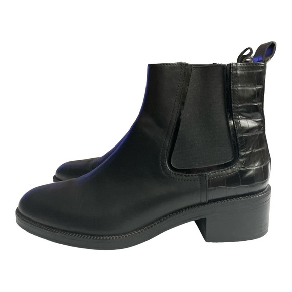 ZARA Block Heel Leather Croc Embossed Ankle Chelsea Boots, Black
US 7.5 EU 38 - Picture 1 of 11
